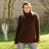 Cable Hand Knit 100 % wool Sweater dark brown handmade Turtleneck Handgestrickt pullover by Extravagantza