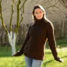 Cable Hand Knit 100 % wool Sweater dark brown handmade Turtleneck Handgestrickt pullover by Extravagantza