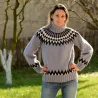 Icelandic Nordic Hand Knit 100 % wool Sweater dark grey handmade Turtleneck Handgestrickt pullover by Extravagantza