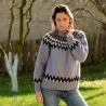 Icelandic Nordic Hand Knit 100 % wool Sweater dark grey handmade Turtleneck Handgestrickt pullover by Extravagantza