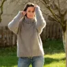 Handmade Light Gray 2 Strands Hand Knit 100% pure angora Sweater black Fuzzy Turtleneck Handgestrickte pullover by Extravagantza