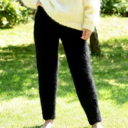 New Hand Knitted Mohair pants black Handgestrickt handmade pullover by Extravagantza