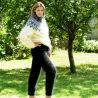 New Hand Knitted Mohair pants black Handgestrickt handmade pullover by Extravagantza