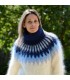 Icelandic Hand Knit Mohair Sweater White Blue Fuzzy handmade Turtleneck Handgestrickte Nordic pullover