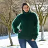 Hand Knit Mohair Sweater Dark Green Fuzzy Turtleneck Handgestrickte pullover by Extravagantza