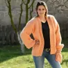 Chunky Hand Knit 100 % wool cardigan Sweater peach color handmade v-neck Handgestrickt pullover by Extravagantza