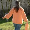Chunky Hand Knit 100 % wool cardigan Sweater peach color handmade v-neck Handgestrickt pullover by Extravagantza