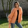 Chunky Hand Knit 100 % wool cardigan Sweater peach color handmade v-neck Handgestrickt pullover by Extravagantza