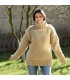 Beige Hand Knit 100 % wool Sweater turtleneck Handgestrickt handmade pullover by Extravagantza