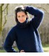 Dark blue Hand Knit 100 % wool Sweater turtleneck Handgestrickt handmade pullover by Extravagantza