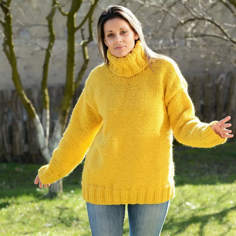 yellow sweater turtleneck