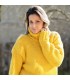 Yellow Hand Knitted 100 % wool Sweater turtleneck Handgestrickt handmade pullover by Extravagantza