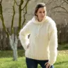 Hand Knit Mohair Sweater White hooded Fuzzy Handmade Turtleneck Handgestrickt pullover by Extravagantza