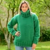 Green Hand Knitted 100 % wool Sweater turtleneck Handgestrickt handmade pullover by Extravagantza