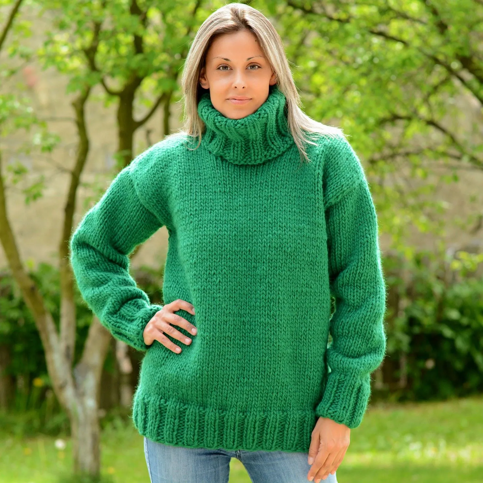 turtleneck green sweater