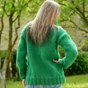 Green Hand Knitted 100 % wool Sweater turtleneck Handgestrickt handmade pullover by Extravagantza