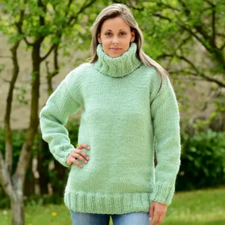 bright green turtleneck