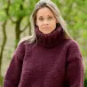 Very dark red Hand Knitted 100 % wool Sweater turtleneck Handgestrickt handmade pullover by Extravagantza