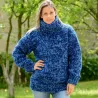 3 strands Blue mix Hand Knitted 100 % wool Sweater turtleneck Handgestrickt handmade pullover by Extravagantza