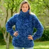 3 strands Blue mix Hand Knitted 100 % wool Sweater turtleneck Handgestrickt handmade pullover by Extravagantza