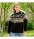 Icelandic Nordic Hand Knit 100 % wool Sweater Black and White handmade Crew eneck Handgestrickt pullover by Extravagantza
