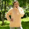 Light Peach Hand Knitted 100 % wool Sweater turtleneck Handgestrickt handmade pullover by Extravagantza