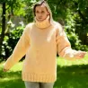 Light Peach Hand Knitted 100 % wool Sweater turtleneck Handgestrickt handmade pullover by Extravagantza