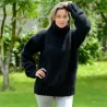 Black Hand Knitted 100 % wool Sweater turtleneck Handgestrickt handmade pullover by Extravagantza