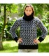 Cable Hand Knit 100 % wool Sweater Black and White handmade Turtleneck Handgestrickt pullover by Extravagantza