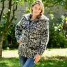 Super Thick hand knitted High Quality 100 % pure wool Turtleneck design cardigan black and white color by Extravagantza