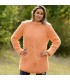 Cable hand knitted 100 % wool sweater handmade crew neck peach color by Extravagantza
