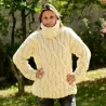 Cable Knitted Chunky 100 % Pure Merino Wool Turtleneck Sweater White Color Handgestrickt pullover by Extravagantza