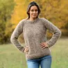 Hand Knit 100% pure angora Sweater Brown Beige mix  Fuzzy Turtleneck Handgestrickte pullover by Extravagantza