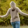 Hand Knit 100% pure angora Sweater Brown Beige mix  Fuzzy Turtleneck Handgestrickte pullover by Extravagantza