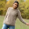Hand Knit 100% pure angora Sweater Brown Beige mix  Fuzzy Turtleneck Handgestrickte pullover by Extravagantza