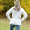 Cable Hand Knit Mohair Sweater white Fuzzy Turtleneck pullover