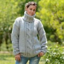 Cable Hand Knit 100 % merino wool Sweater Fuzzy Turtleneck Handgestrickt pullover by Extravagantza