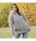 Hand Knitted High Quality 100 % Pure Wool Hooded Cardigan grey color