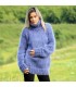Hand Knit Mohair Sweater Blue Denim color Fuzzy Turtleneck