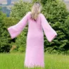 Hand Knitted Mohair Dress Pink Color Fetish Boat neck by EXTRAVAGANTZA