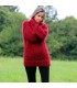 Hand Knit Mohair Sweater Burgundy Red color Fuzzy Turtleneck