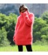 Hand Knitted Mohair Sweater Neon Coral Color Fuzzy Turtleneck