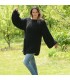 Summer Oversized Slouchy Hand Knitted 100 % Pure Wool Sweater Black color boat neck