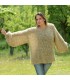 Summer Oversized Slouchy Hand Knitted 100 % Pure Wool Sweater Beige color boat neck