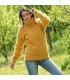 Hand Knitted Turtleneck Mohair Sweater Gold Yellow color Fuzzy and Fluffy