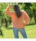 Summer Oversized Slouchy Hand Knitted 100 % Pure Wool Sweater Orange color boat neck
