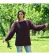 Summer Oversized Slouchy Hand Knitted 100 % Pure Wool Sweater Dark Lilac color boat neck