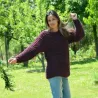 Summer Oversized Slouchy Hand Knitted 100 % Pure Wool Sweater Dark Lilac color boat neck