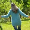 Super Sexy Hand Knit Mohair Sweater Light Blue color Fuzzy Cowl neck Pullover