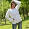 Cable Hand Knitted Mohair Sweater White Fuzzy Crew neck
